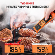 LABART TP420 2-in-1 Instant-Read Thermometer for Cooking, Infrared Kitchen Thermometer with Meat Probe, Non-Contact Laser Thermometer for Meat, Griddle, Oven
